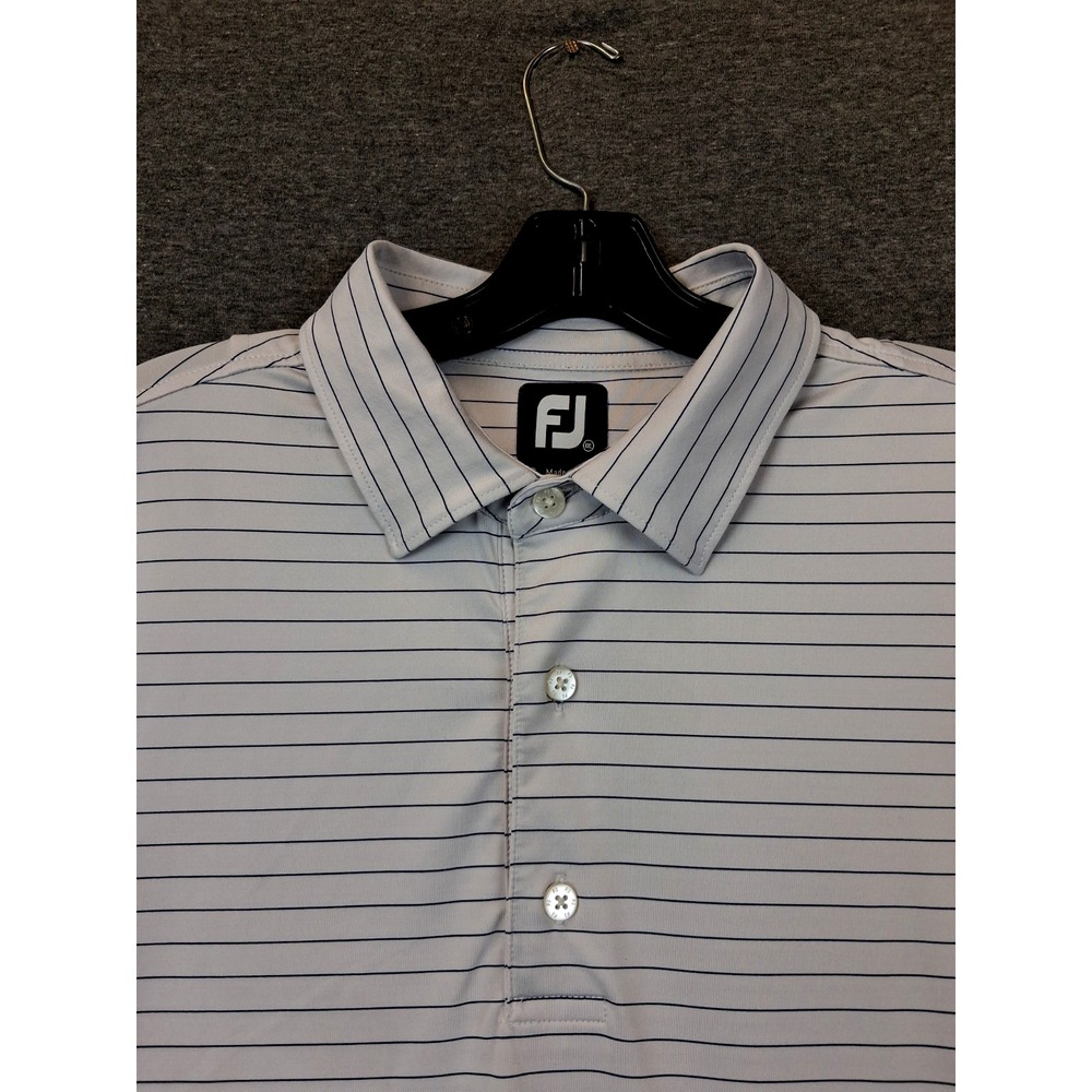 FJ Mens Shirt 2XL Blue Pin Stripe Polo Golf Classic Performance Preppy Resort